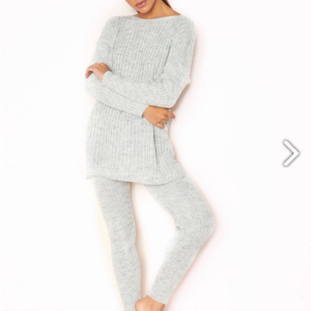 Anya Grey Knit Jumper Loungewear Set